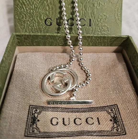 Gucci Interlocking GG Necklace Sterling Silver 925 - Picture 3 of 4